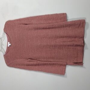 EUC J. Jill Sweater Size XS Crochet Open Knit Crew neck Half Sleeve Pink